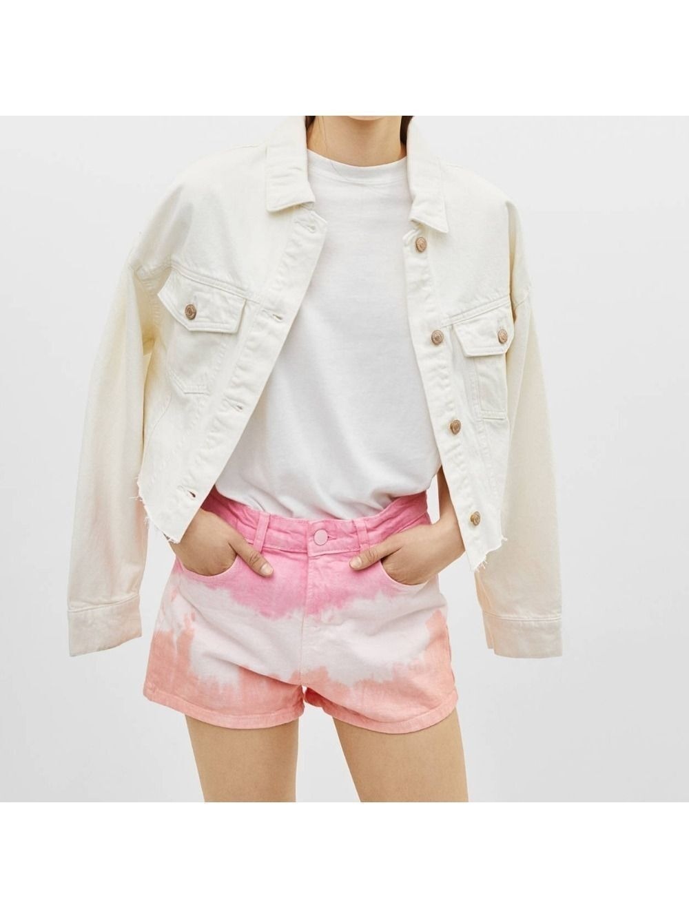 Bershka Tie-dye High Waisted Denim Shorts